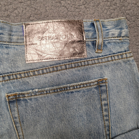 ONE Teaspoon Shorts 30 Bandits Low Waist Denim Kansas Blue Button Fly Cuffed NEW - Picture 4 of 13